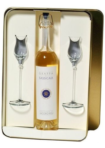 Jacopo Poli grappa di Sassicaia dárková kazeta  0.5l