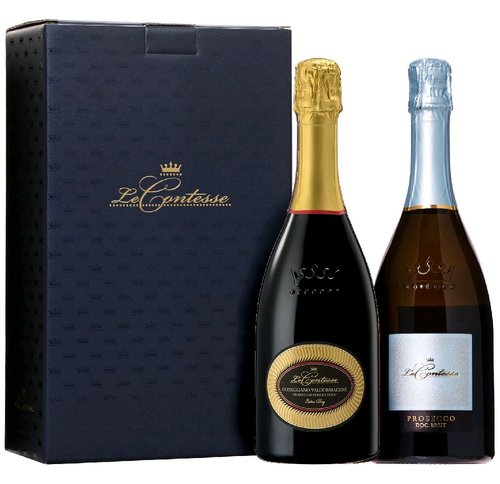 Prosecco Conegliano extra dry + Prosecco Brut v krabici Le Contesse  2x0.75l