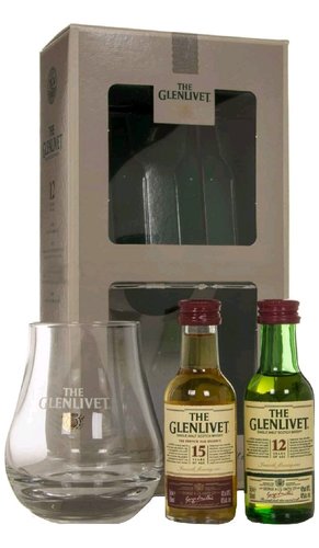 the Glenlivet 12+15+sklo  mini 2x0.05l