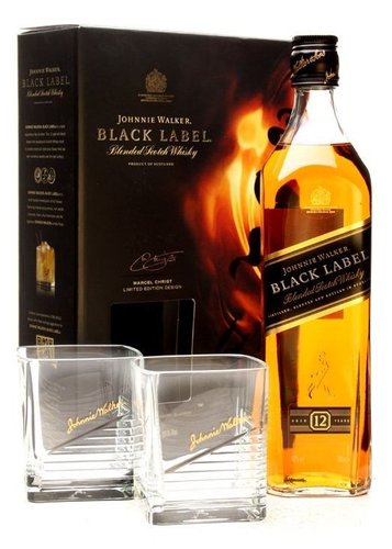 Johnnie Walker Black label se sklenikama  0.7l