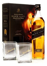 Johnnie Walker Black label se sklenikama  0.7l